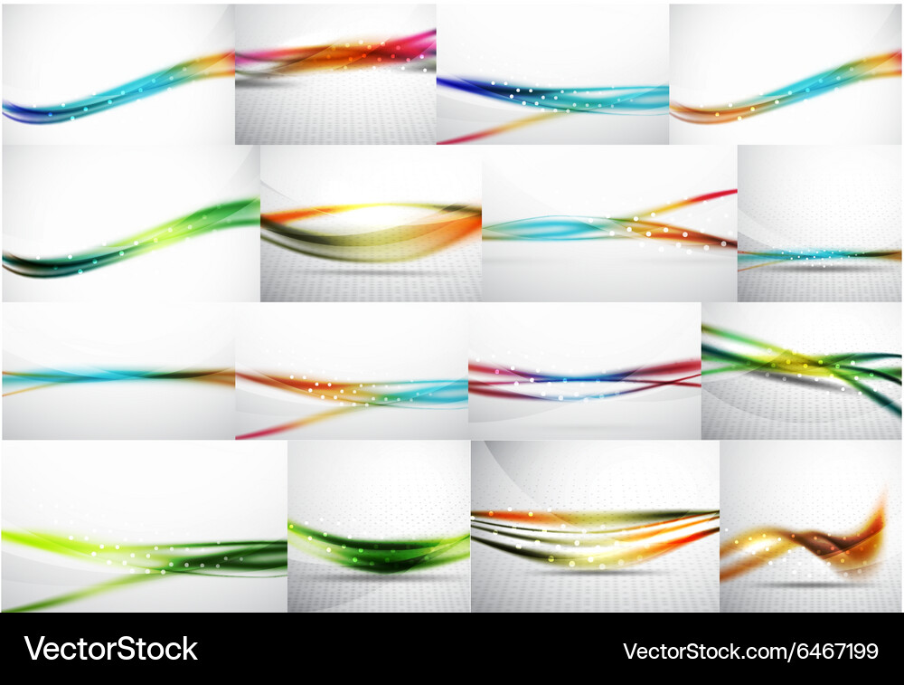 Set of 3d colorful wave lines abstract Vector Image