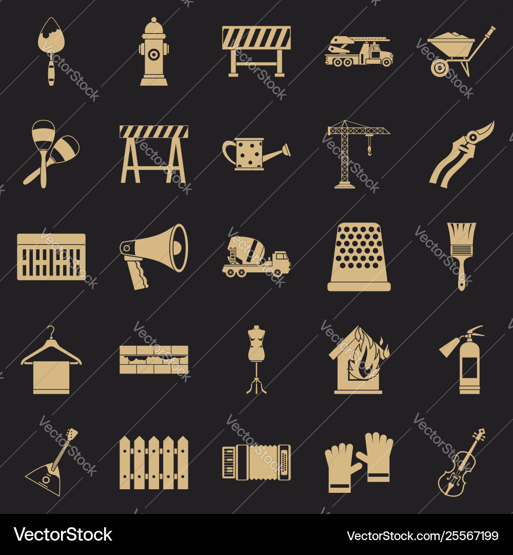Working mechanism icons set simple style Working mechanism icons set simple style vector image