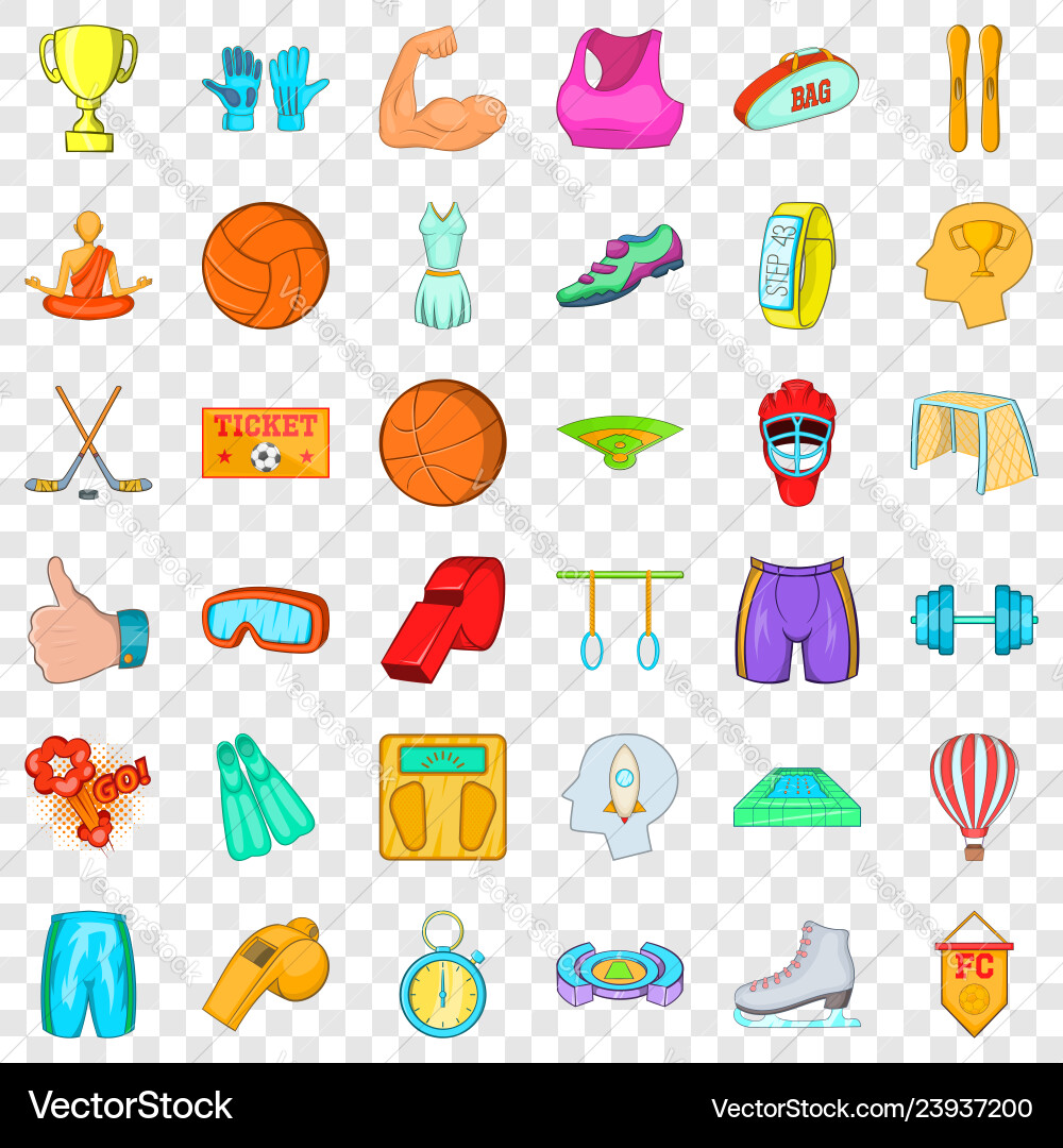 Healthy sport icons set cartoon style Healthy sport icons set cartoon style vector image