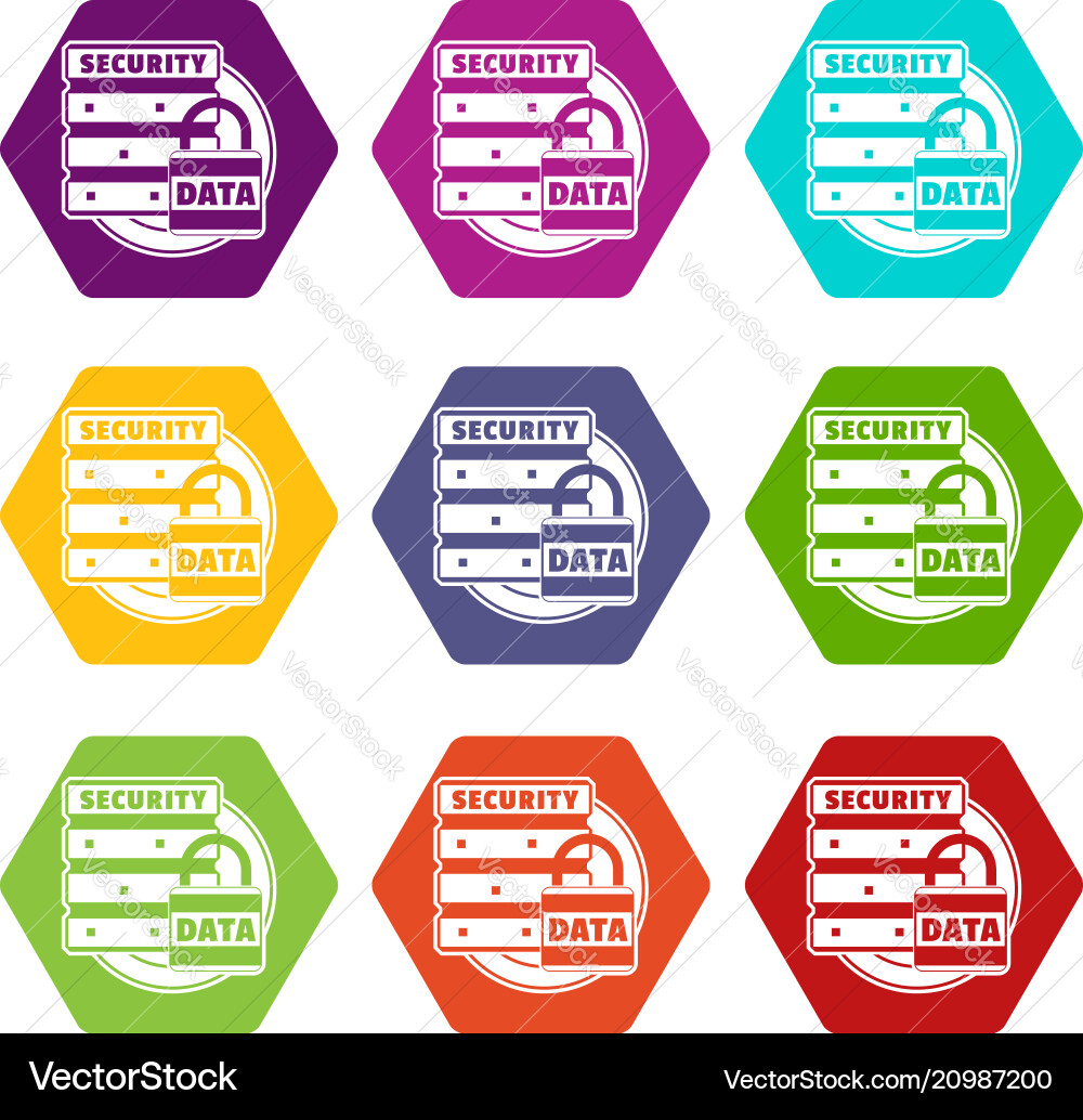 Lock data security icons set 9 Lock data security icons set 9 vector image