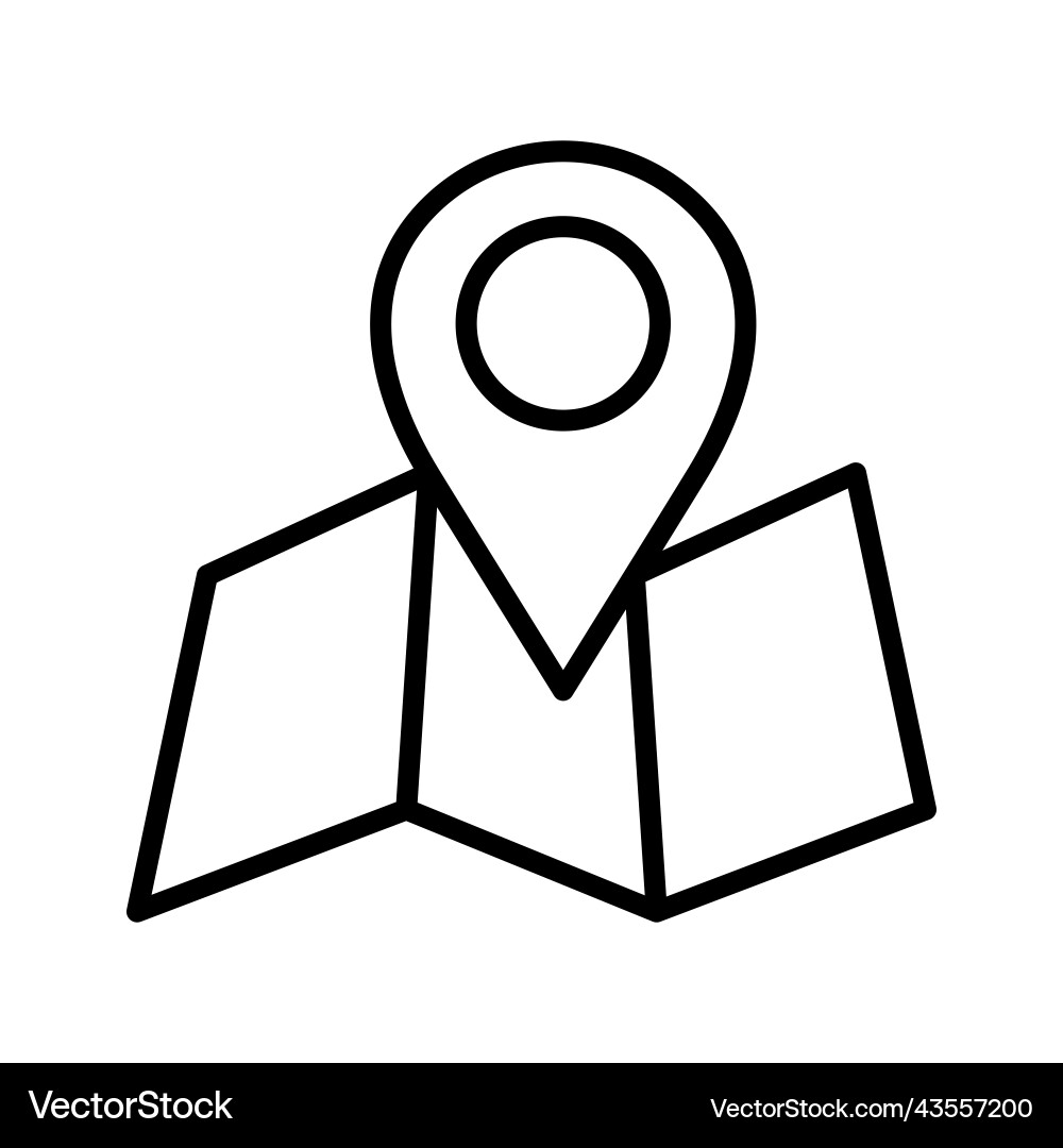 Map icon with pin pointer location pictogram Map icon with pin pointer location pictogram vector image
