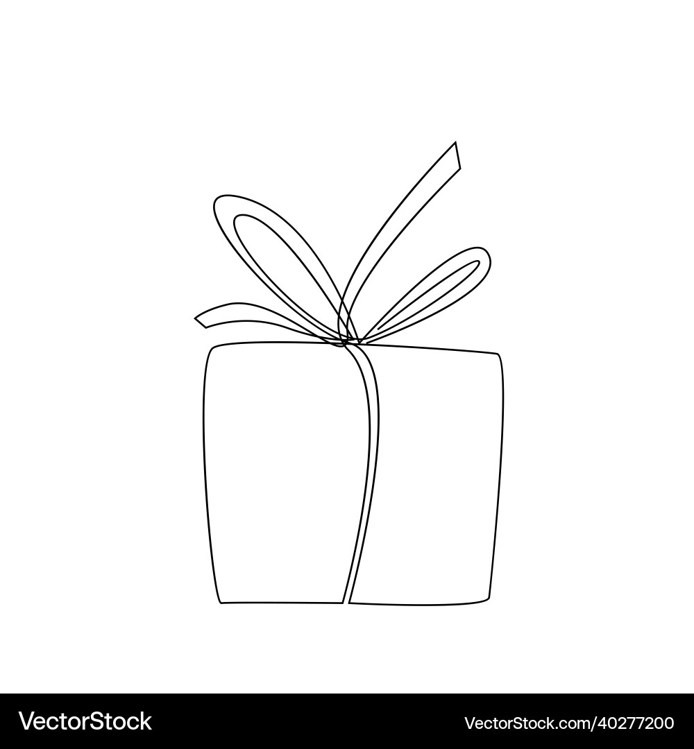 Present box in continuous one line drawing style vector image