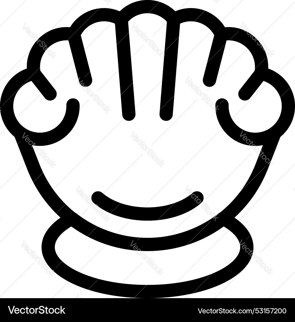 Scallop shell lying open showing its grooves icon Scallop shell lying open showing its grooves icon vector image