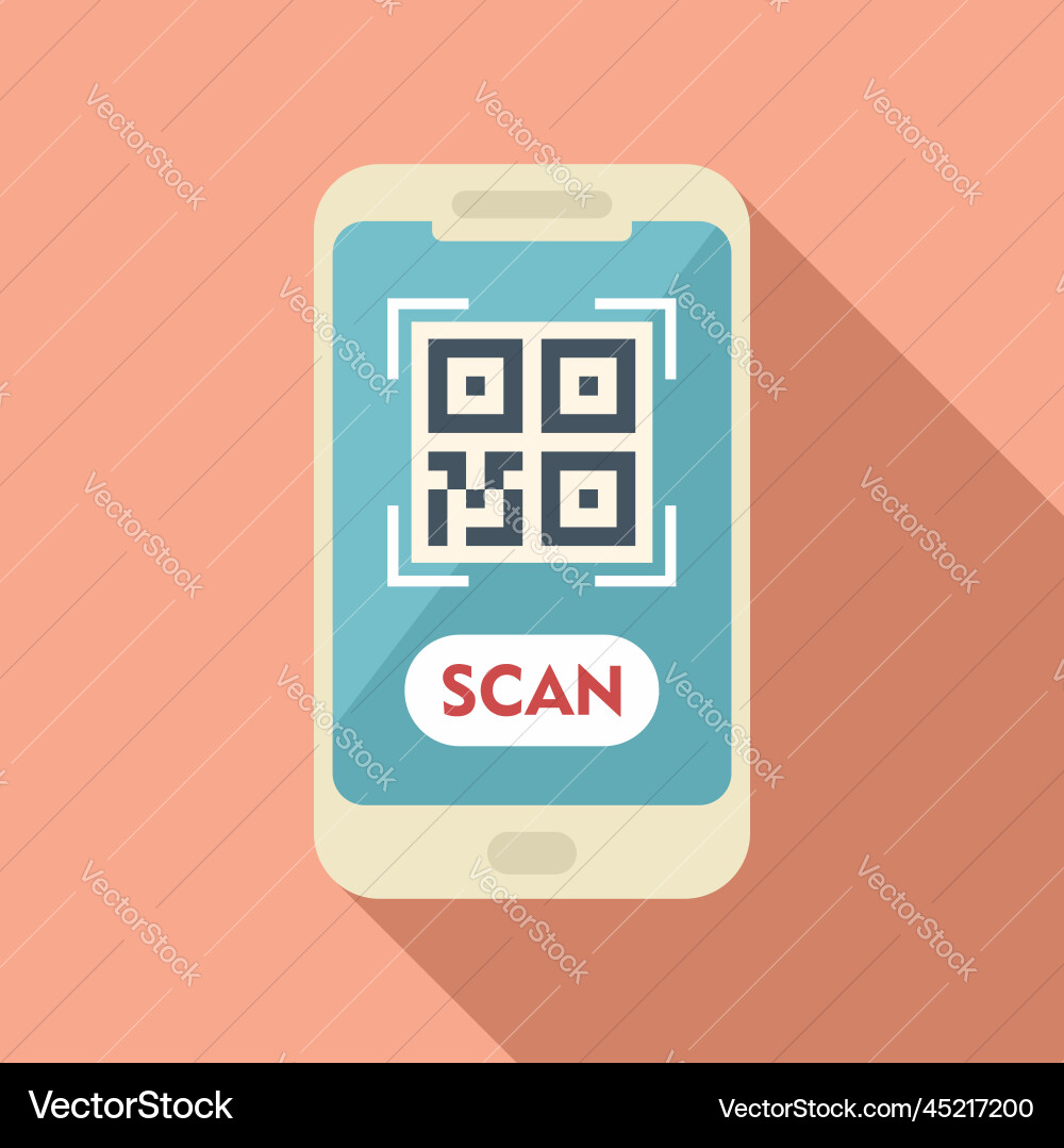 Scan phone qr code icon flat smart app Scan phone qr code icon flat smart app vector image