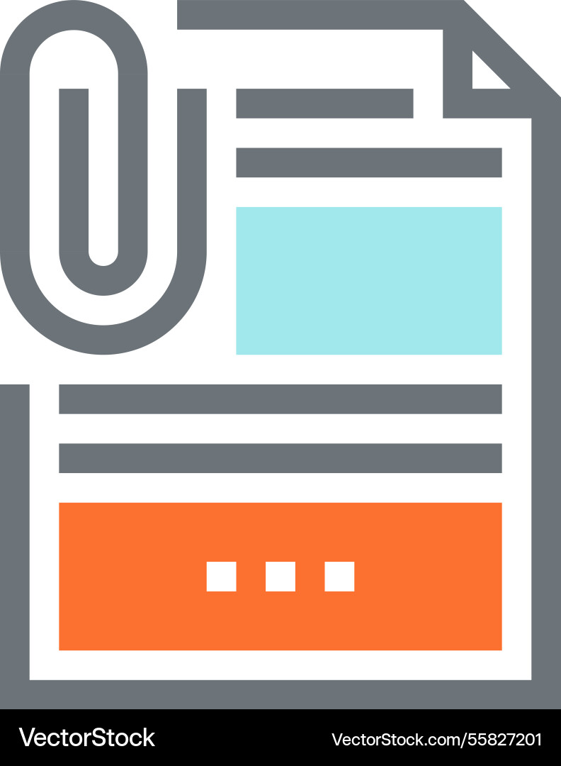 Attachment file flat line web icon concept Vector Image