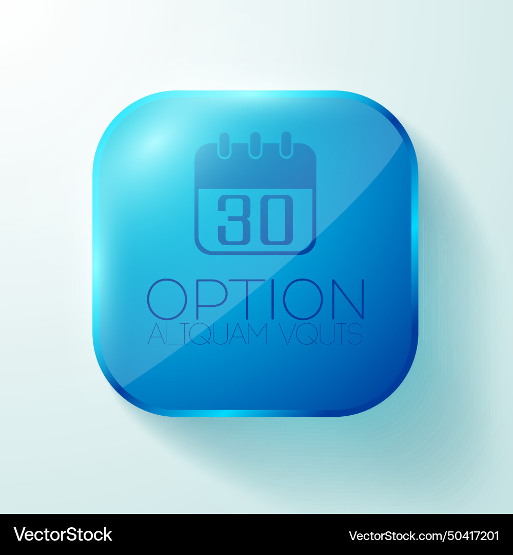 Blue rounded square button with calendar vector image