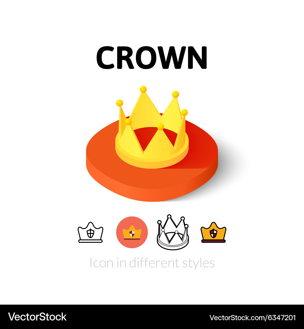 Crown icon in different style Vector Image