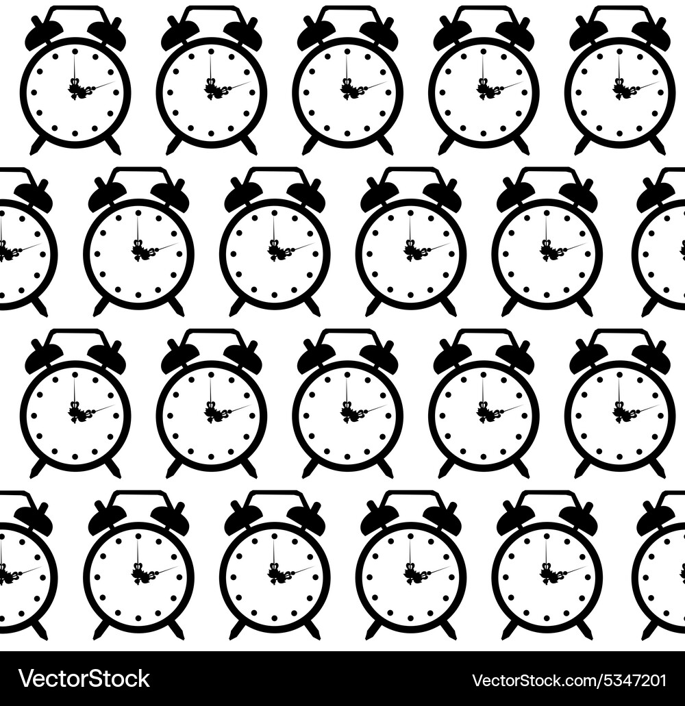 Doodle alarm clock seamless pattern background Vector Image