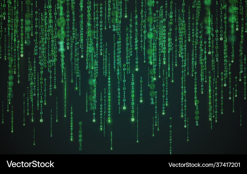 Matrix background binary code texture falling vector image