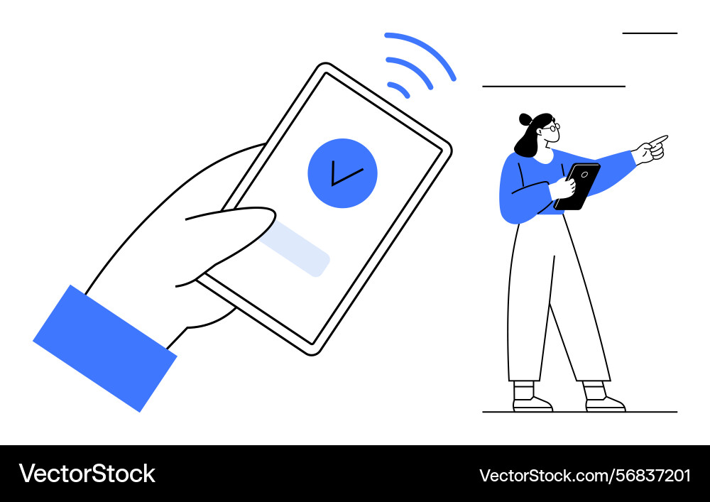 Mobile device with confirmation checkmark Mobile device with confirmation checkmark vector image