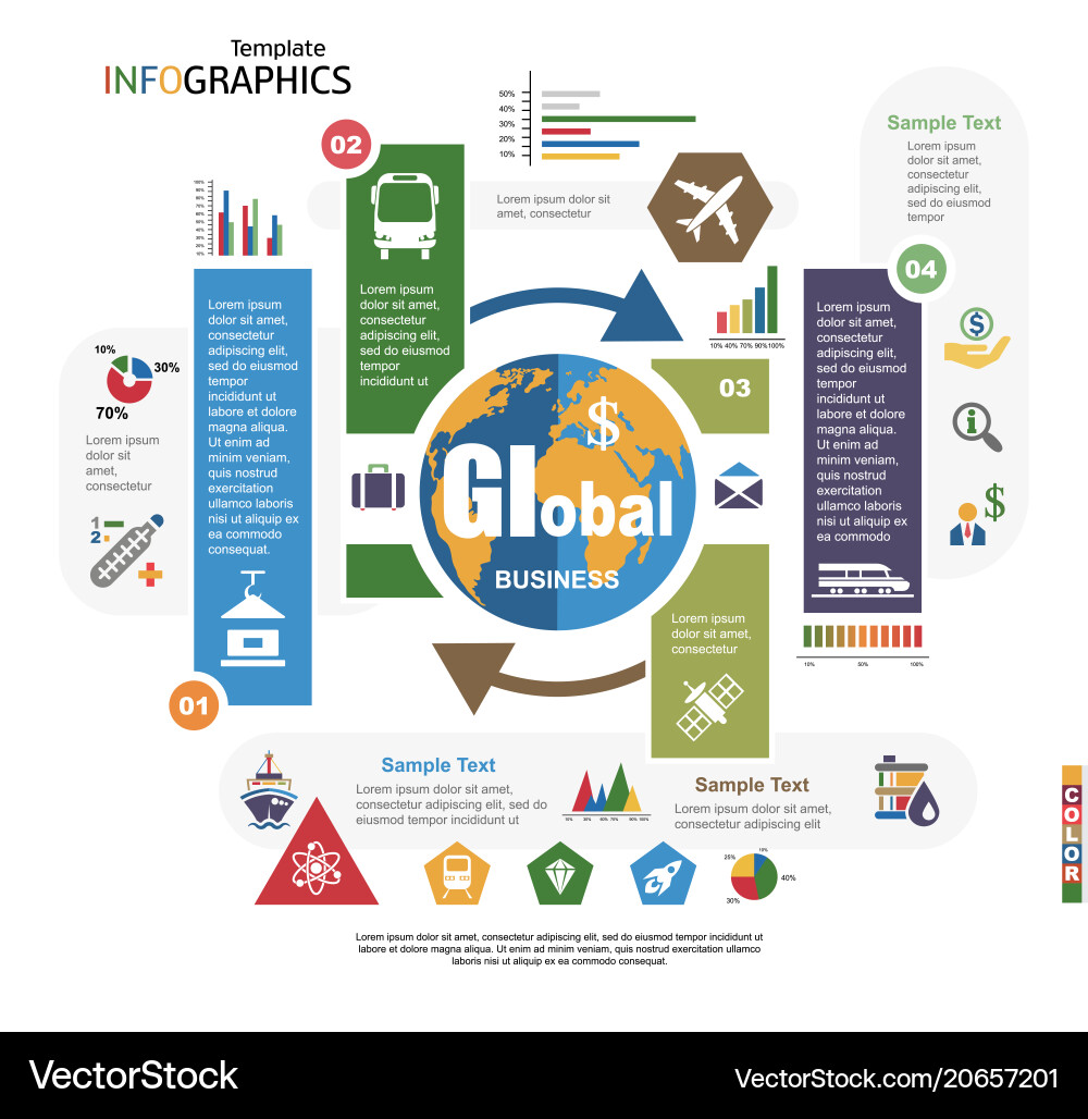 Modern infographics template global business Modern infographics template global business vector image