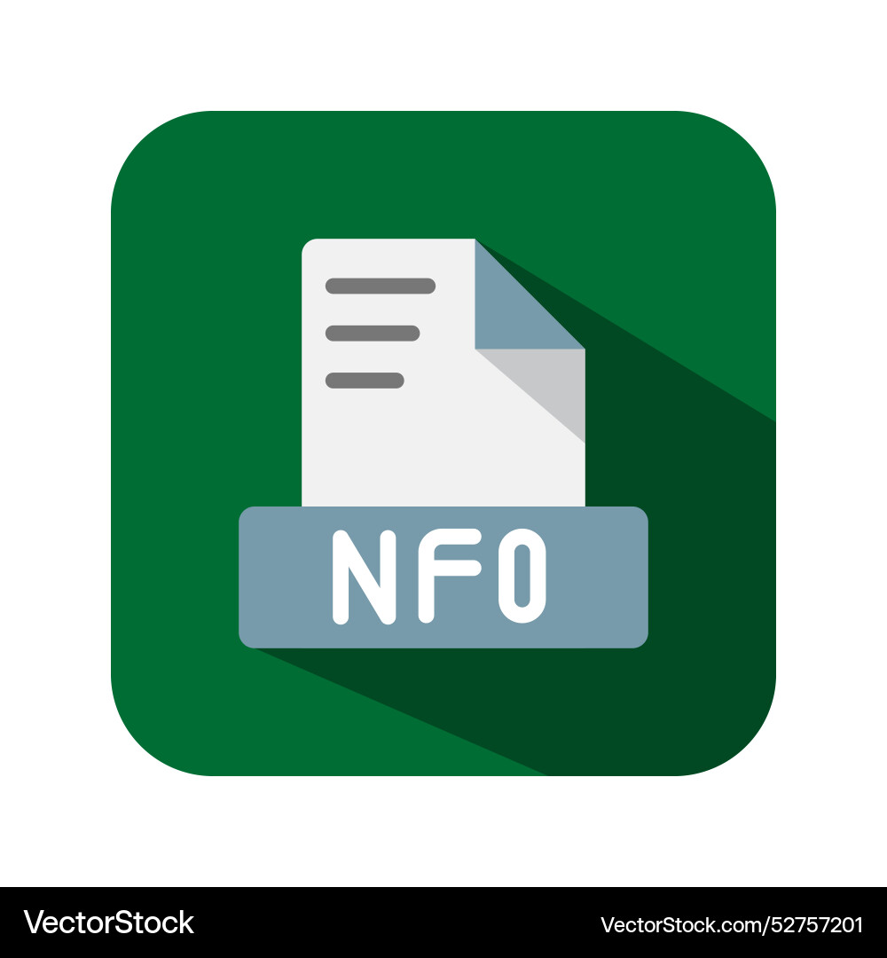 Nfo text flat icons symbol document files archive Nfo text flat icons symbol document files archive vector image