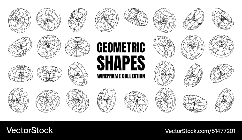 Wireframe lined shapes perspective mesh 3d grid Wireframe lined shapes perspective mesh 3d grid vector image