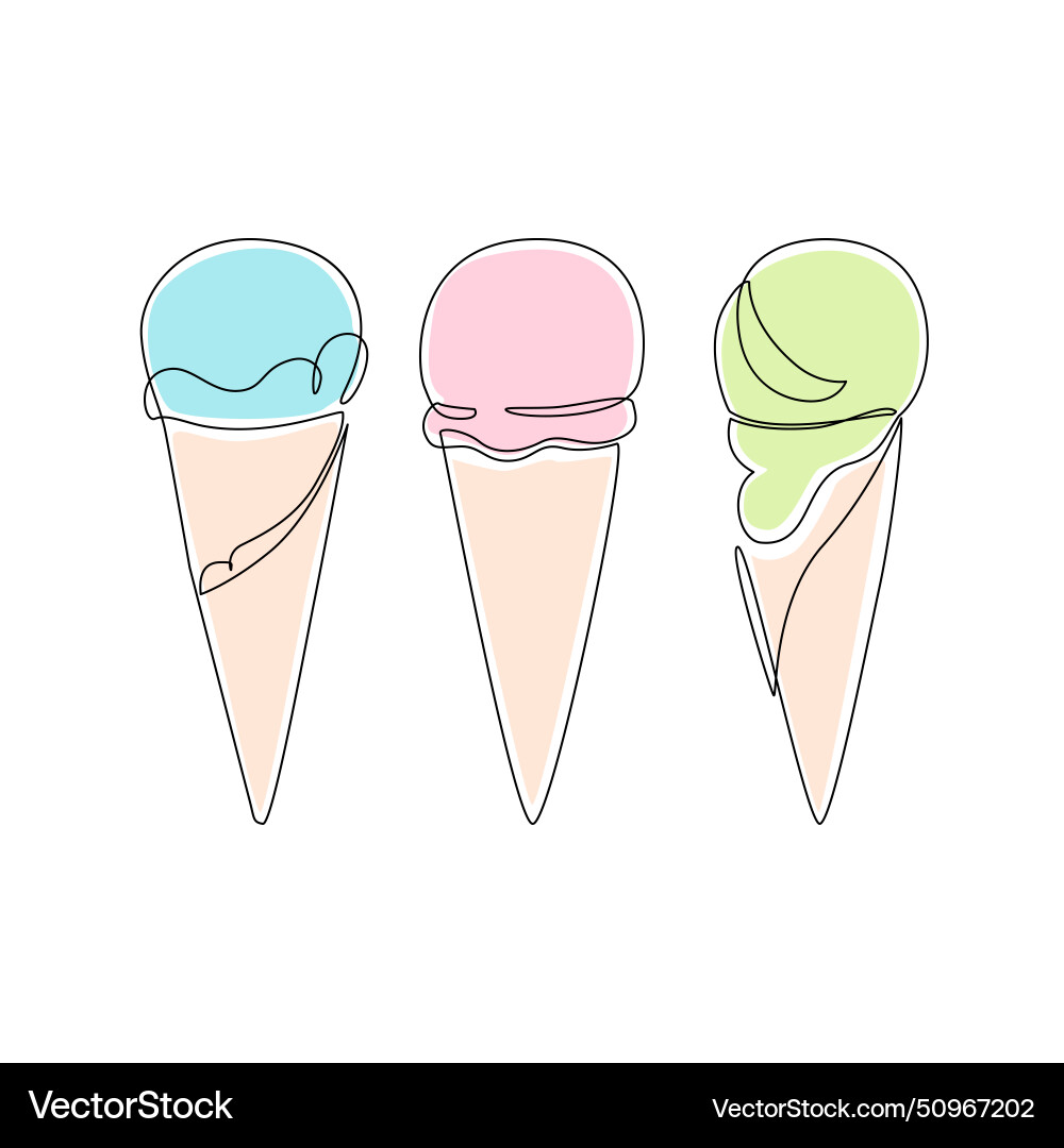 Abstract ice cream cone continuous one line Abstract ice cream cone continuous one line vector image