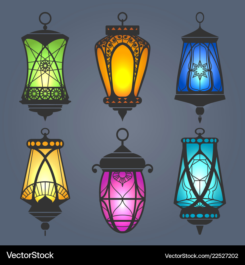 Arabic lantern set vector image