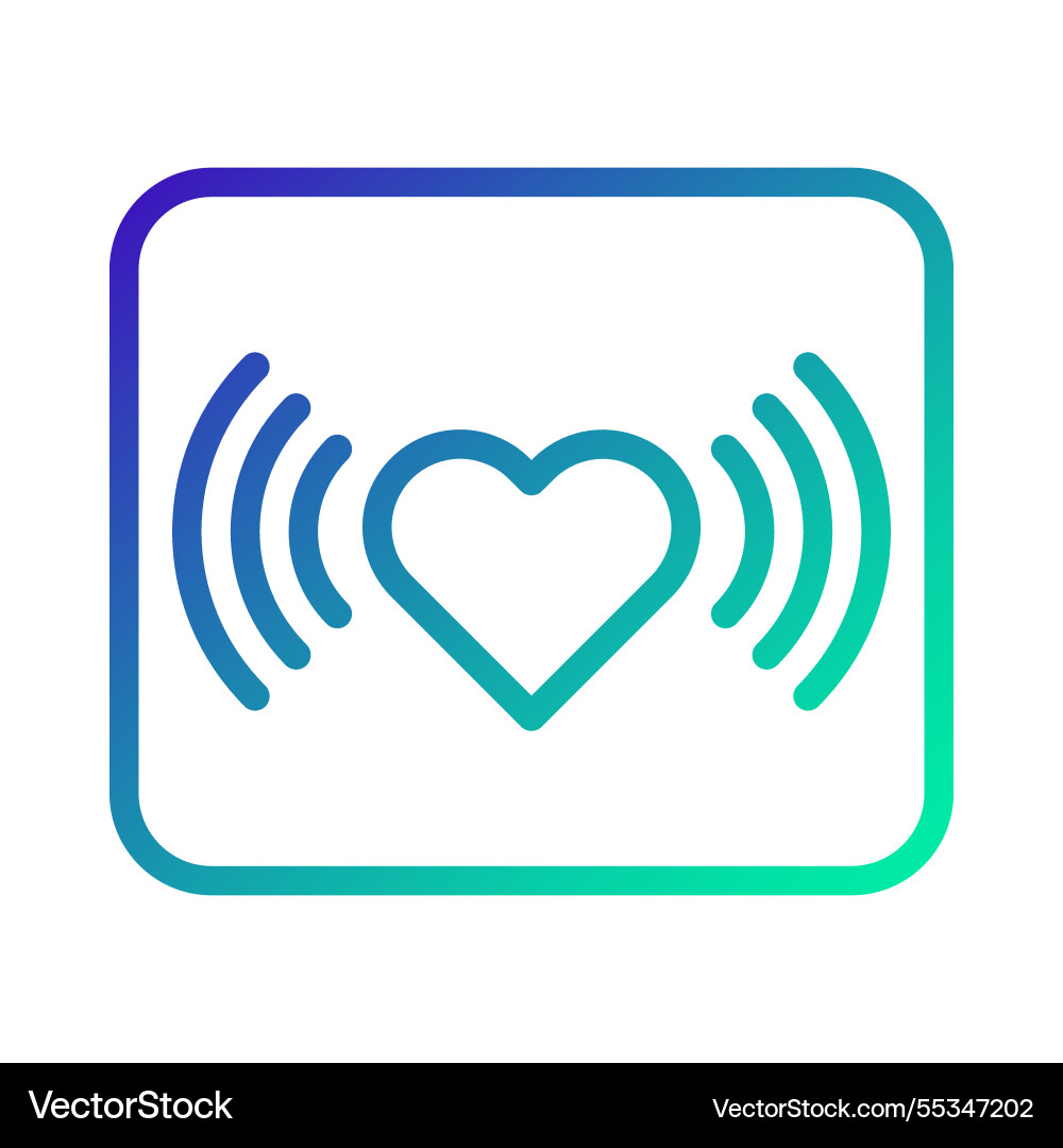 Heartbeat icon with signal waves and gradient vector image