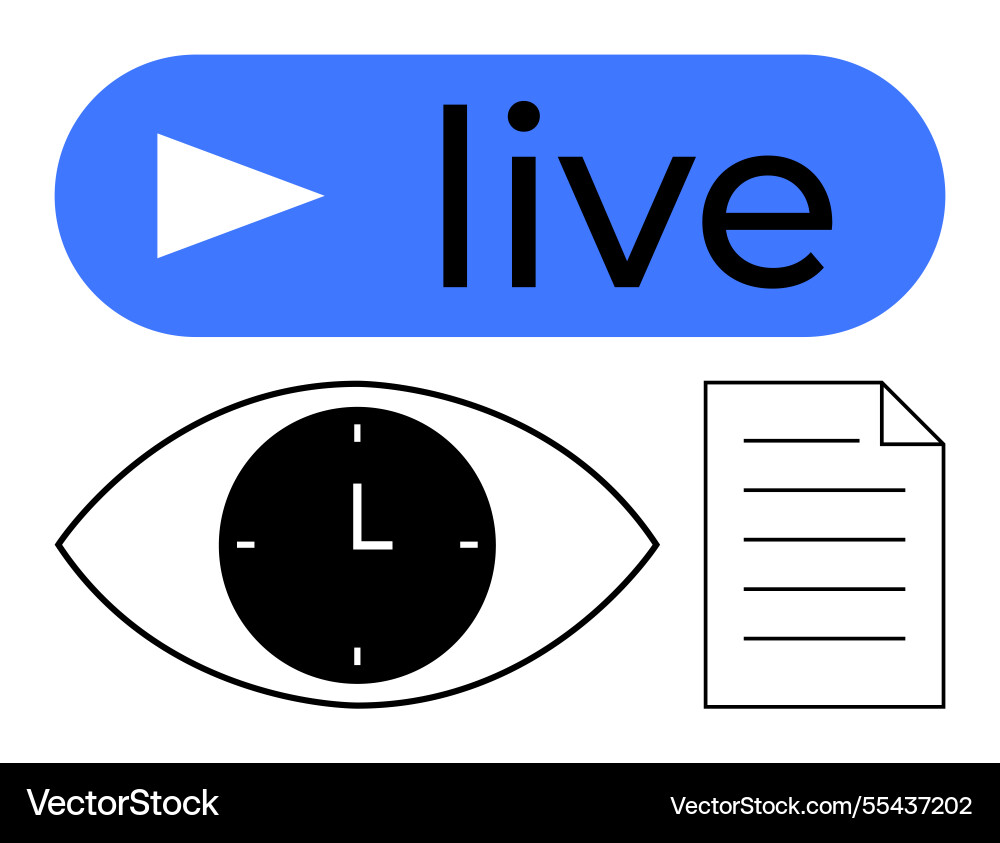 Live broadcast with time focus and documentation Live broadcast with time focus and documentation vector image
