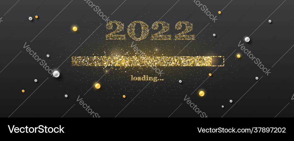 New 2022 year is loading glittering progress bar New 2022 year is loading glittering progress bar vector image