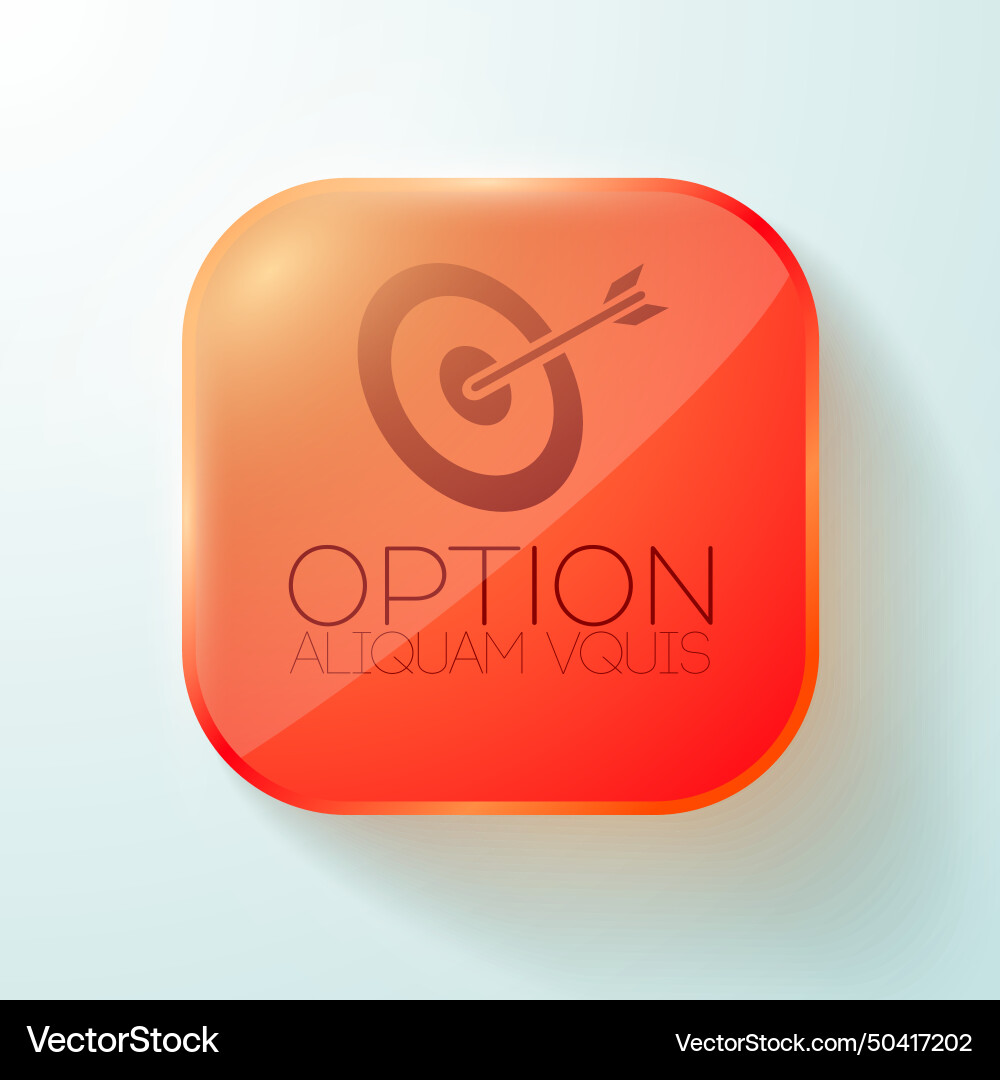 Red rounded square button with target Vector Image
