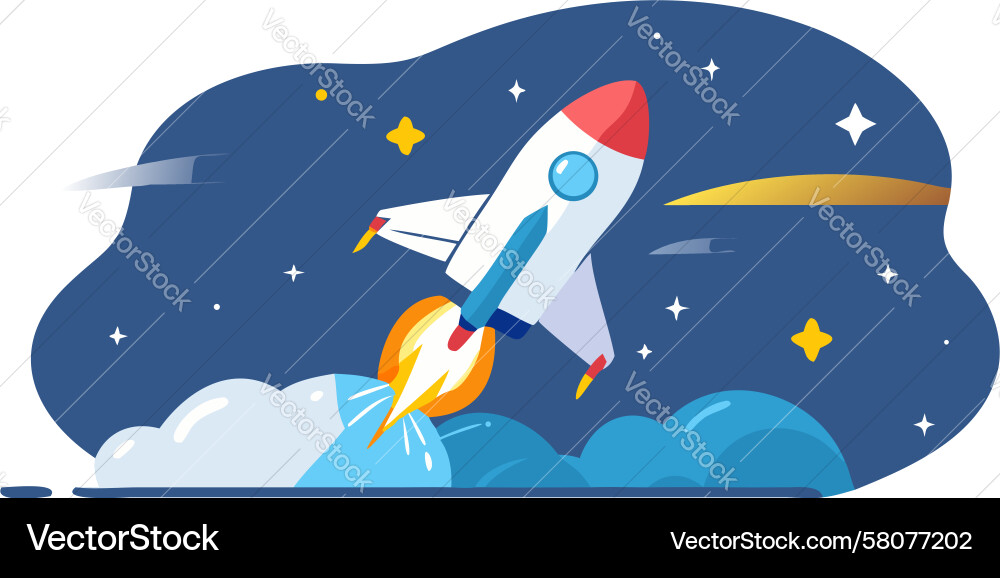 Rocket Launch into Space Vector Image