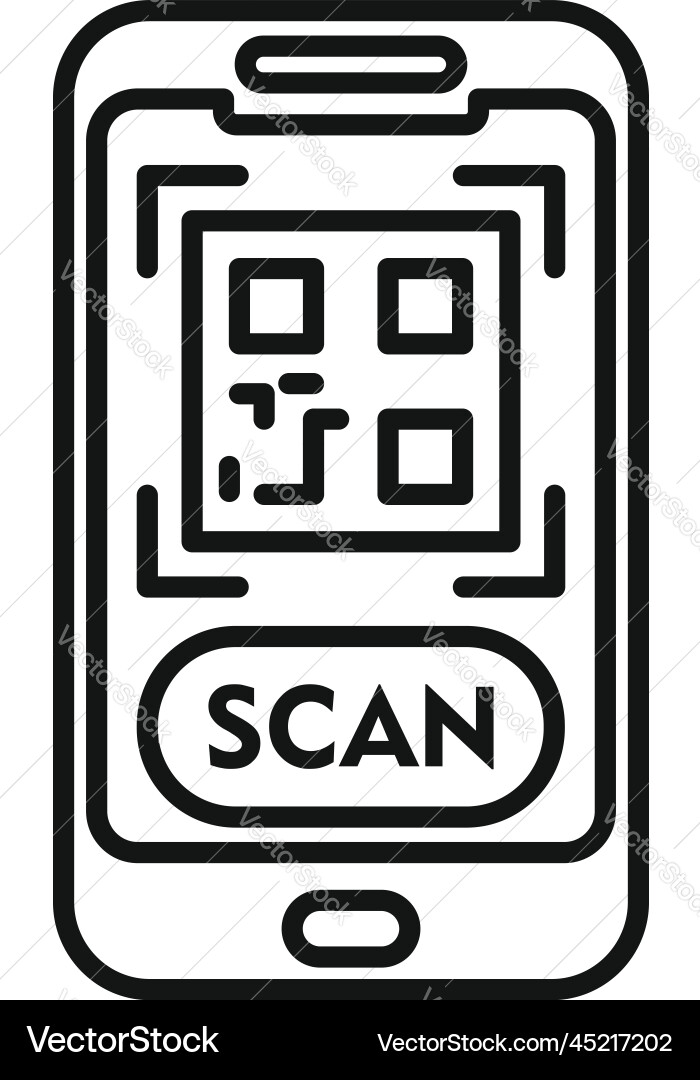Scan phone qr code icon outline smart app Scan phone qr code icon outline smart app vector image