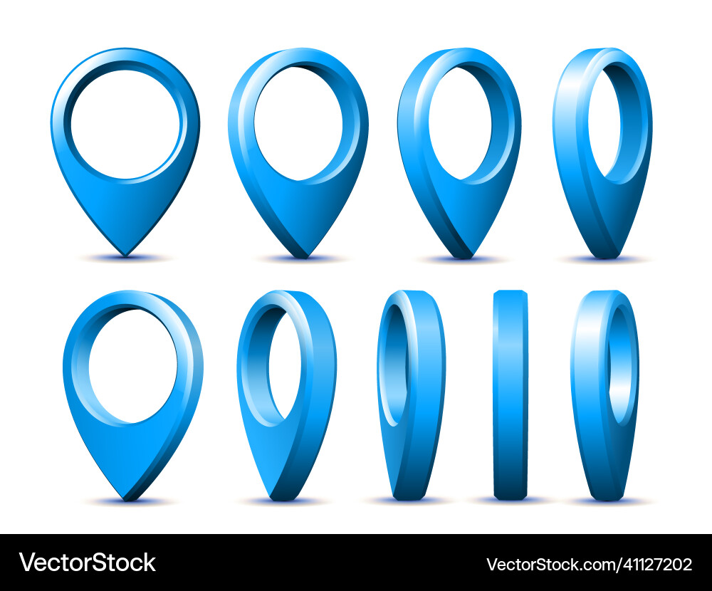 Shiny blue realistic map pointers set in various Shiny blue realistic map pointers set in various vector image