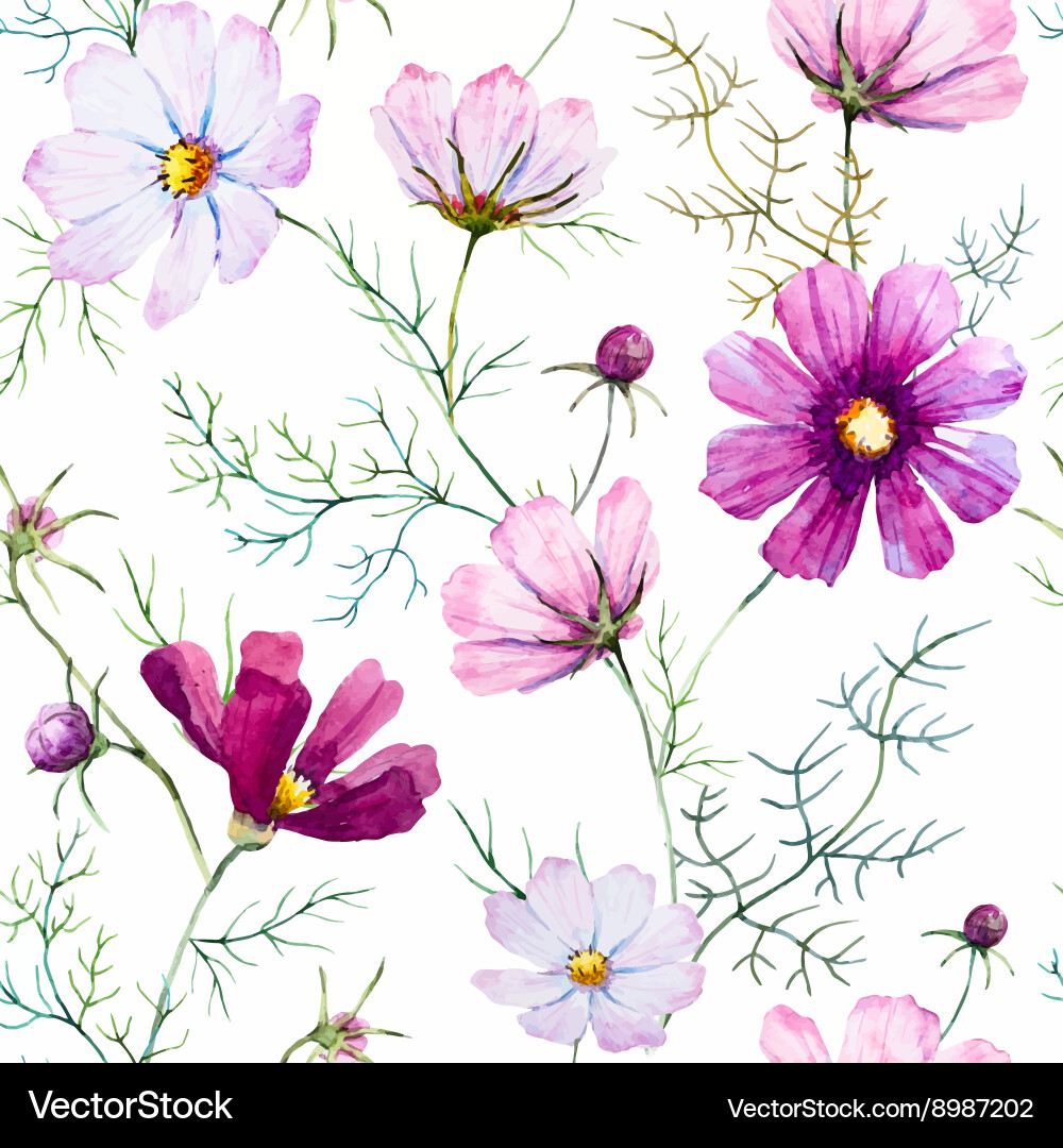 Watercolor Wildflower Pattern Vector Image