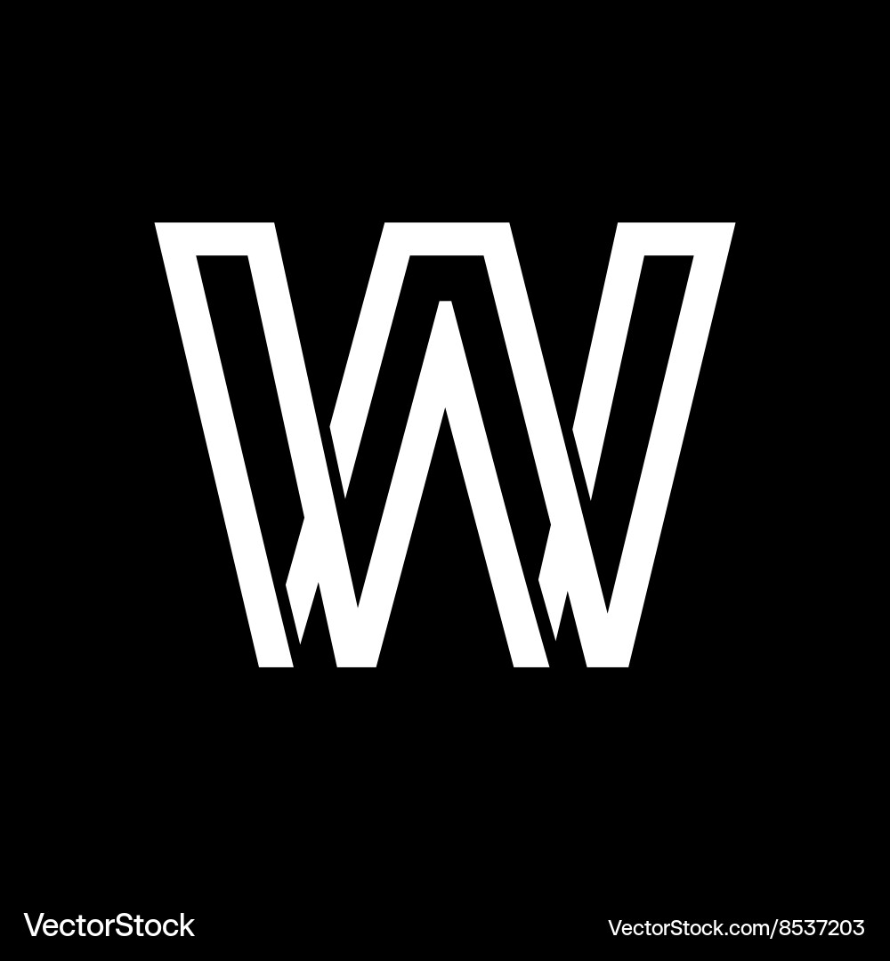Capital letter w from the white interwoven strips Vector Image