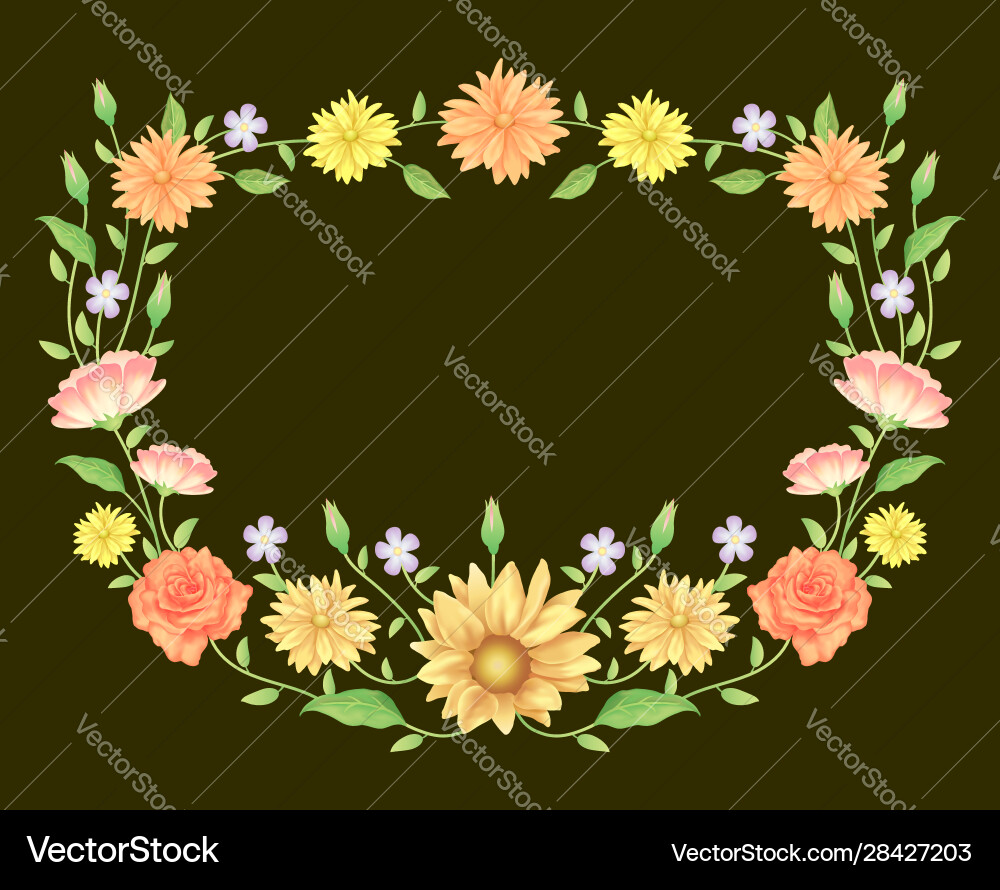 Floral frame template decoration on black Floral frame template decoration on black Vector Image