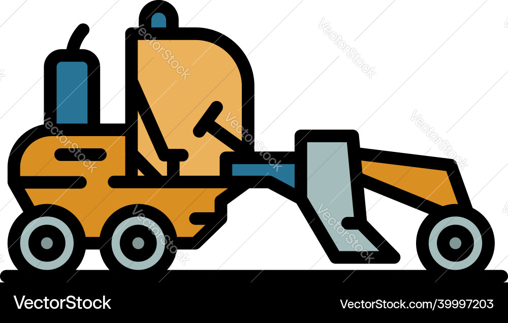 Heavy grader machine icon color outline Vector Image
