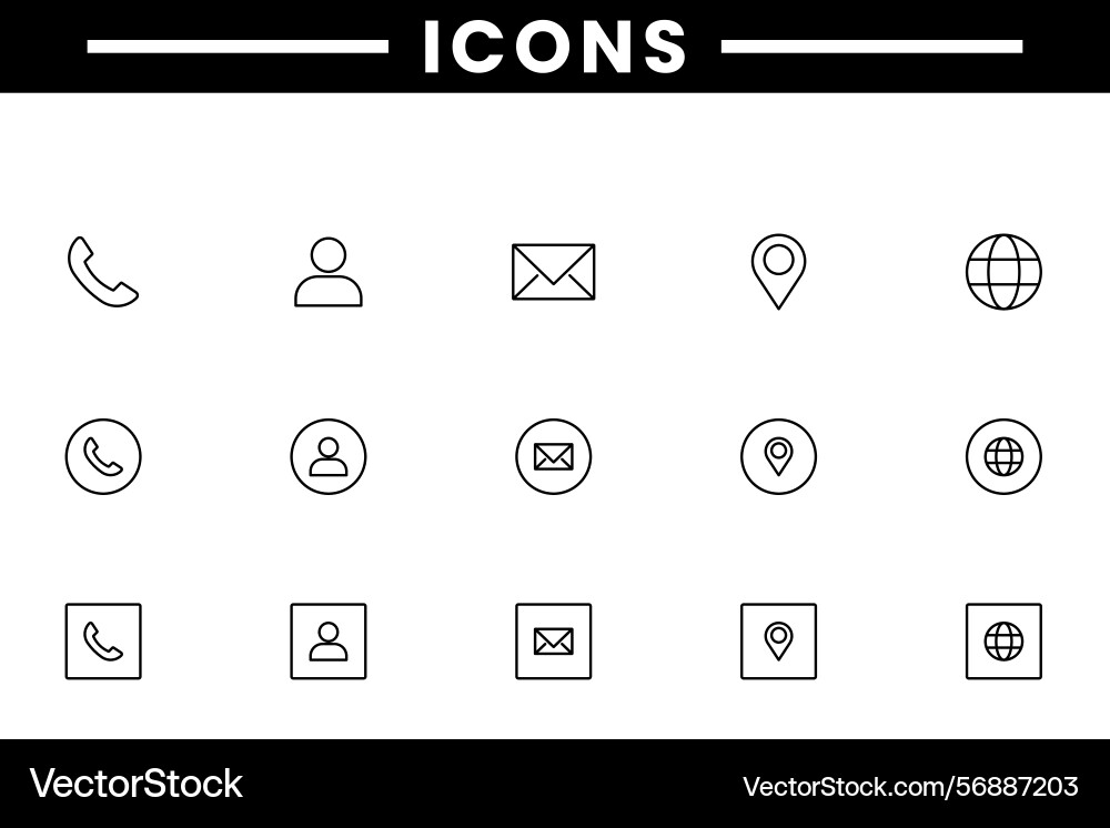 Phonelocationmailwebsite and message icon vector image