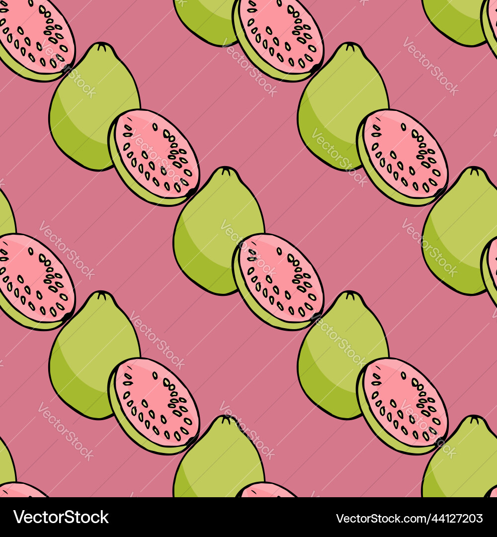 Seamless pattern with simple guava on pink Vector Image