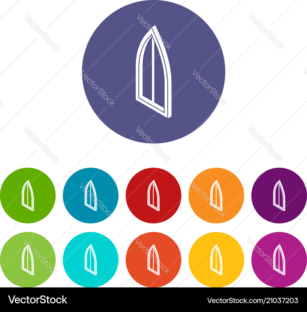 Sharp corner window frame icons set color Vector Image