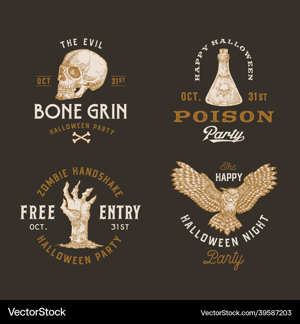 Vintage style halloween logos or labels template Vintage style halloween logos or labels template vector image