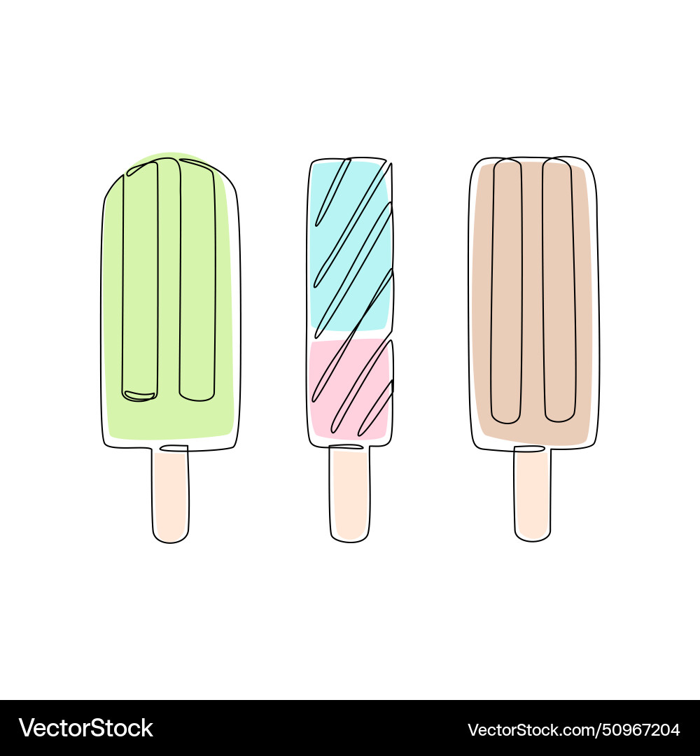 Abstract colorful ice cream continuous one line Abstract colorful ice cream continuous one line vector image