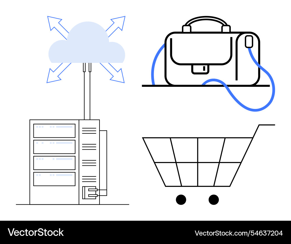Cloud computing data center business briefcase Cloud computing data center business briefcase vector image