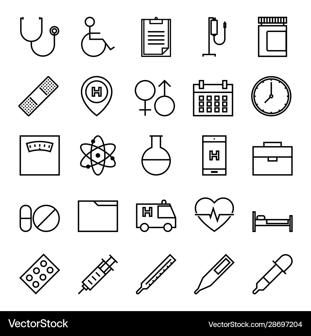 Medical and health outline icon set Vector Image