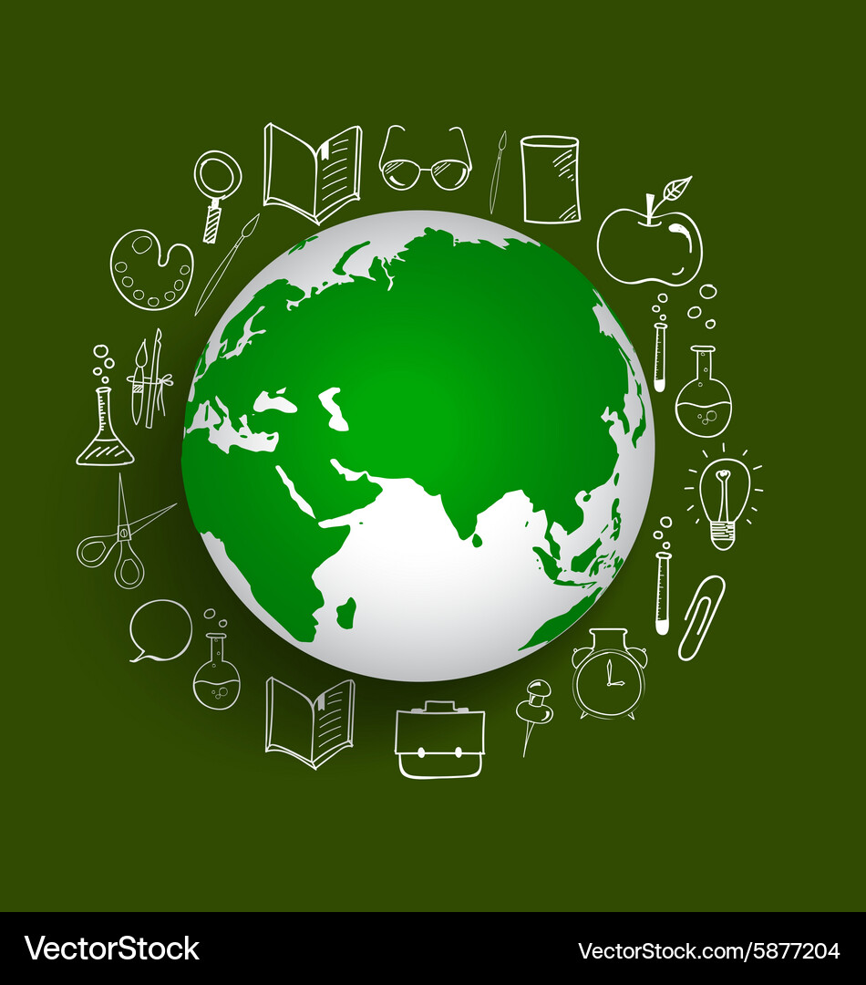 Modern globe with application icon template Vector Image