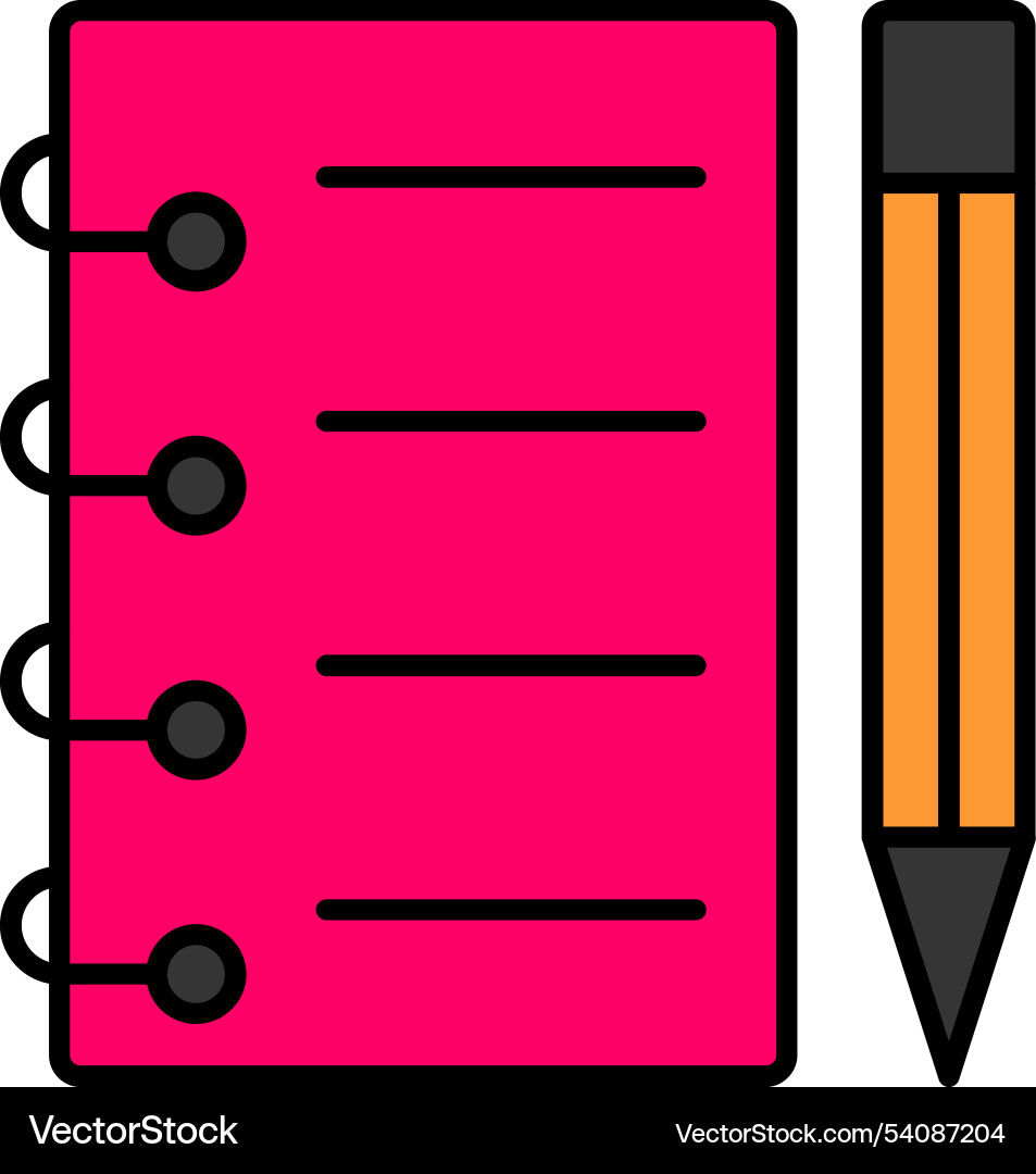 Notebook line filled icon design vector image