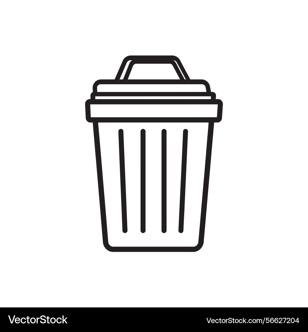 Outline trash can icon with lid isolated vector image