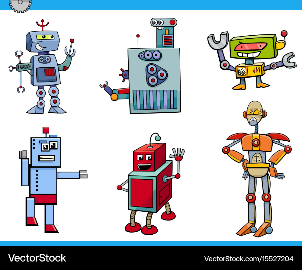 Robot cartoon characters set vector image