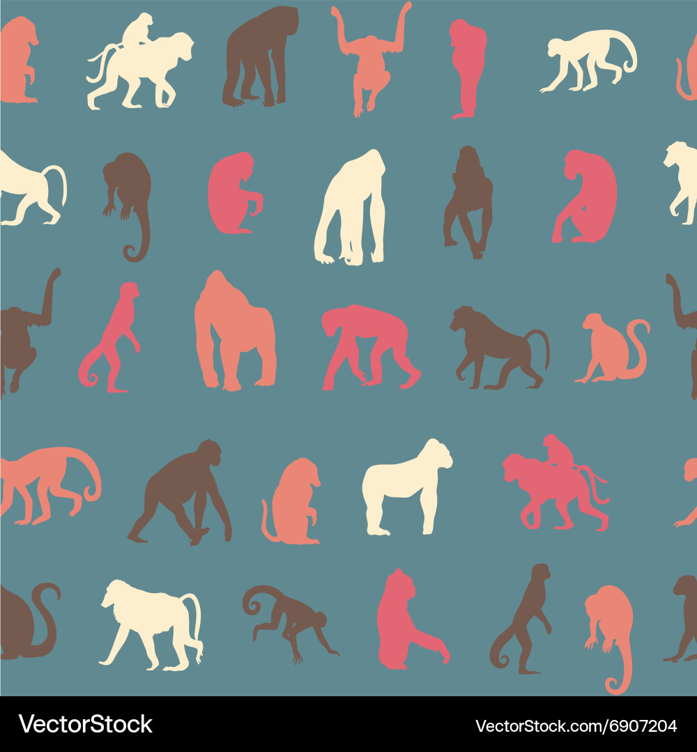 Seamless pattern background with monkeys vector image