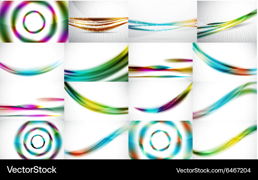 Set of 3d colorful wave lines abstract Vector Image