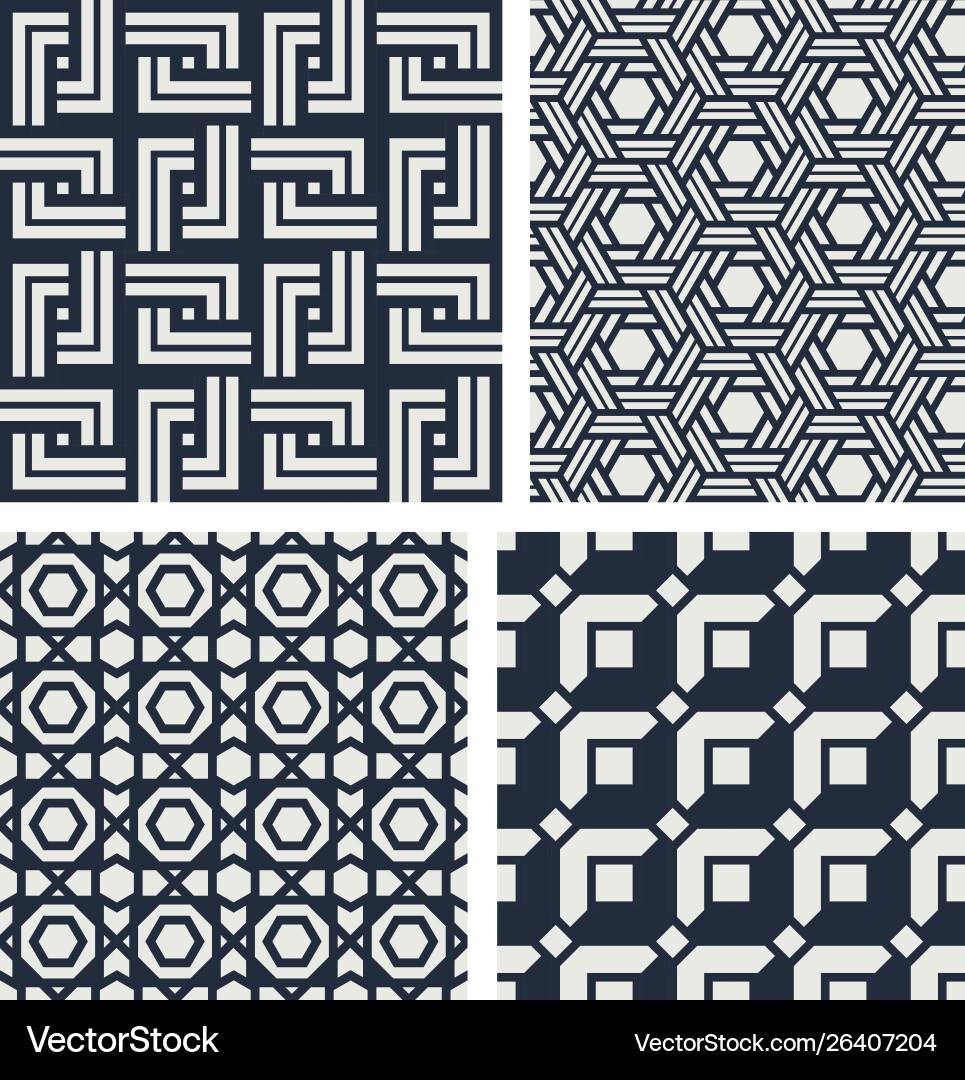 Set seamless patterns abstract geometric Set seamless patterns abstract geometric vector image