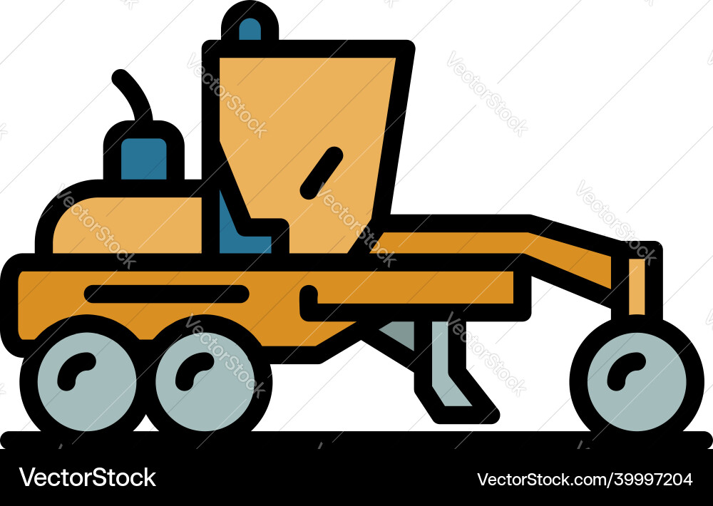 Tractor grader machine icon color outline Tractor grader machine icon color outline vector image