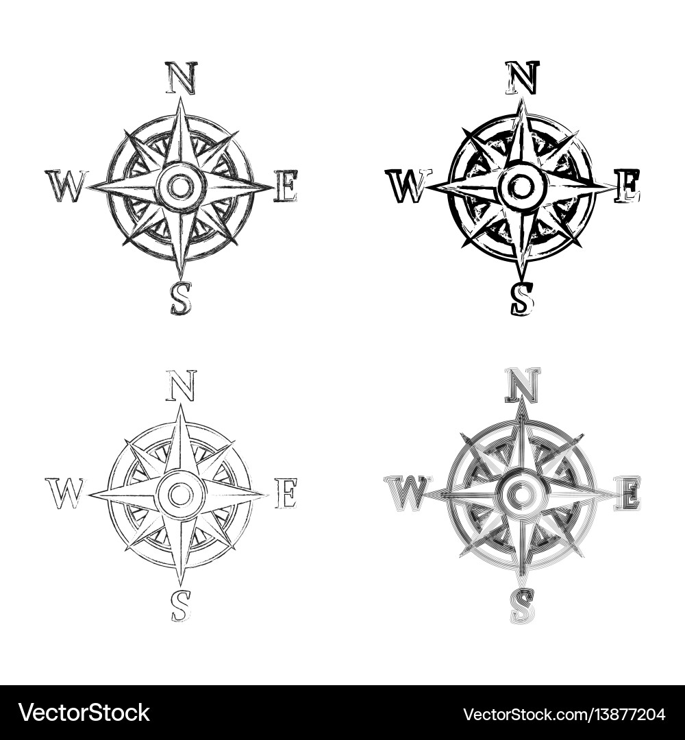 Wind rose grunge set Wind rose grunge set vector image