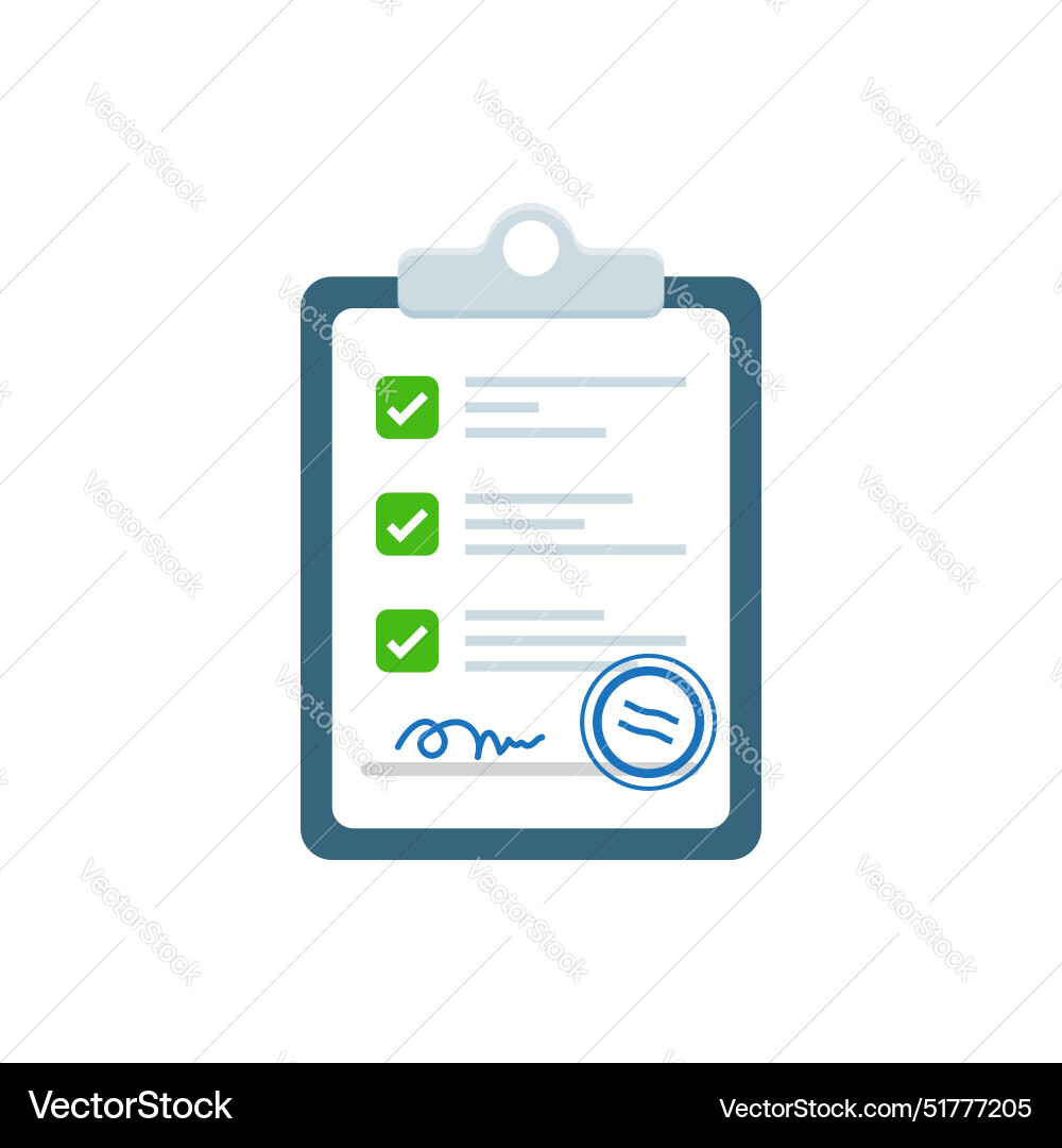 Clipboard with checklist icon in flat style Clipboard with checklist icon in flat style Vector Image