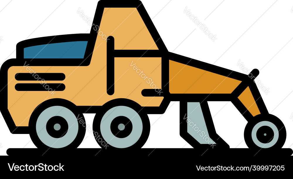 Grader vehicle icon color outline vector image
