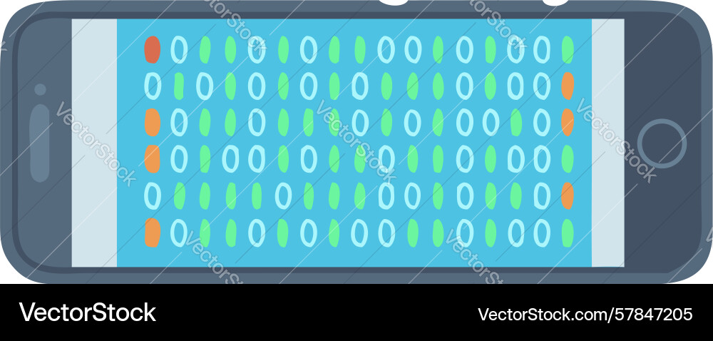 Hand holding smartphone with binary code Vector Image