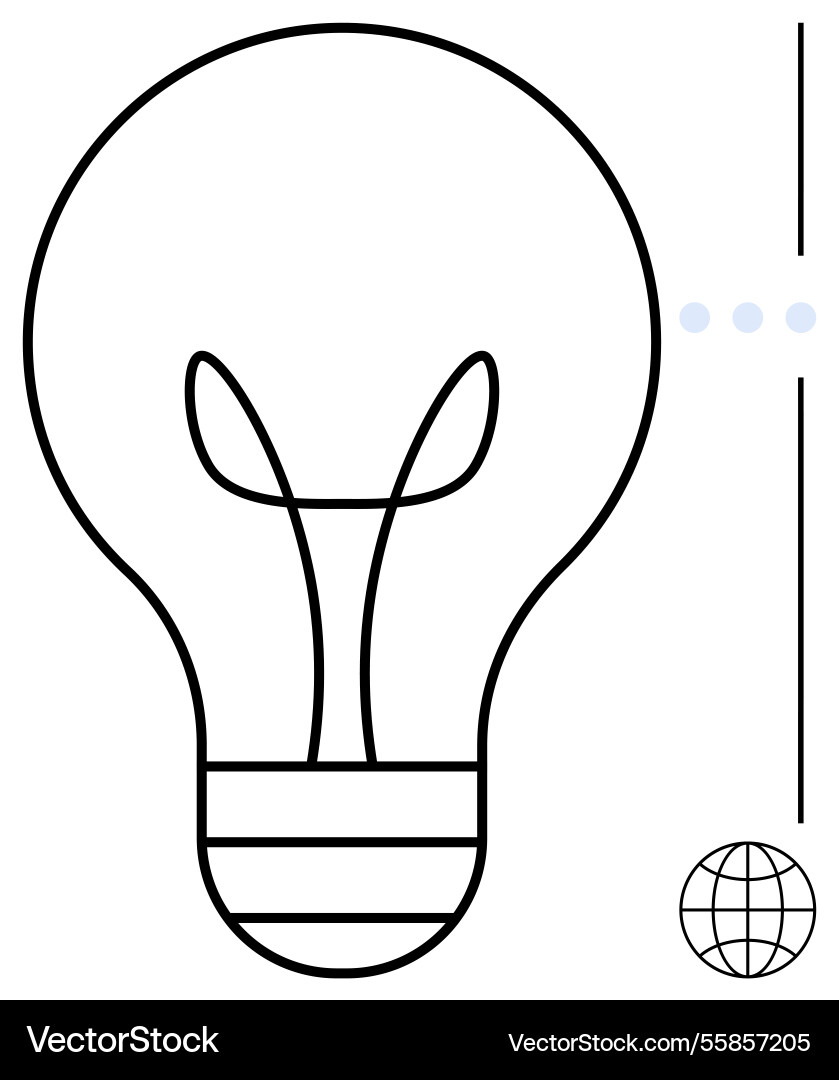 Light bulb with globe and connection lines Light bulb with globe and connection lines vector image